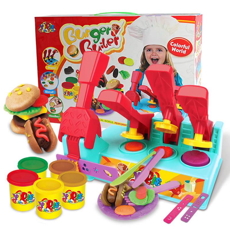 24SHOPZ Burger Builder Colour Clay Dough Set Pottery Clay Children Toys