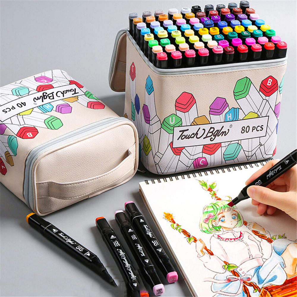 Find 40/80/120/168 Colors Marker Pen Storage Bag Square Shape Large Capacity Leather Multifunction Color Storage Bag Pencil Case Supplies Square Version for Sale on Gipsybee.com with cryptocurrencies