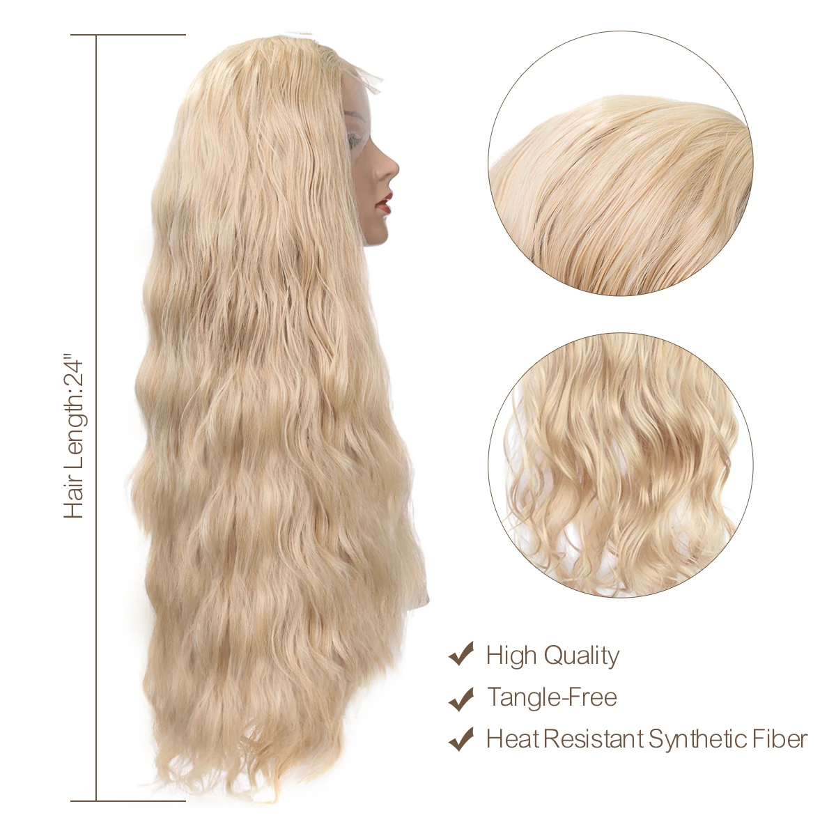 Find 24 Inch Front Lace Golden Blonde Curly Synthetic Wigs for Sale on Gipsybee.com