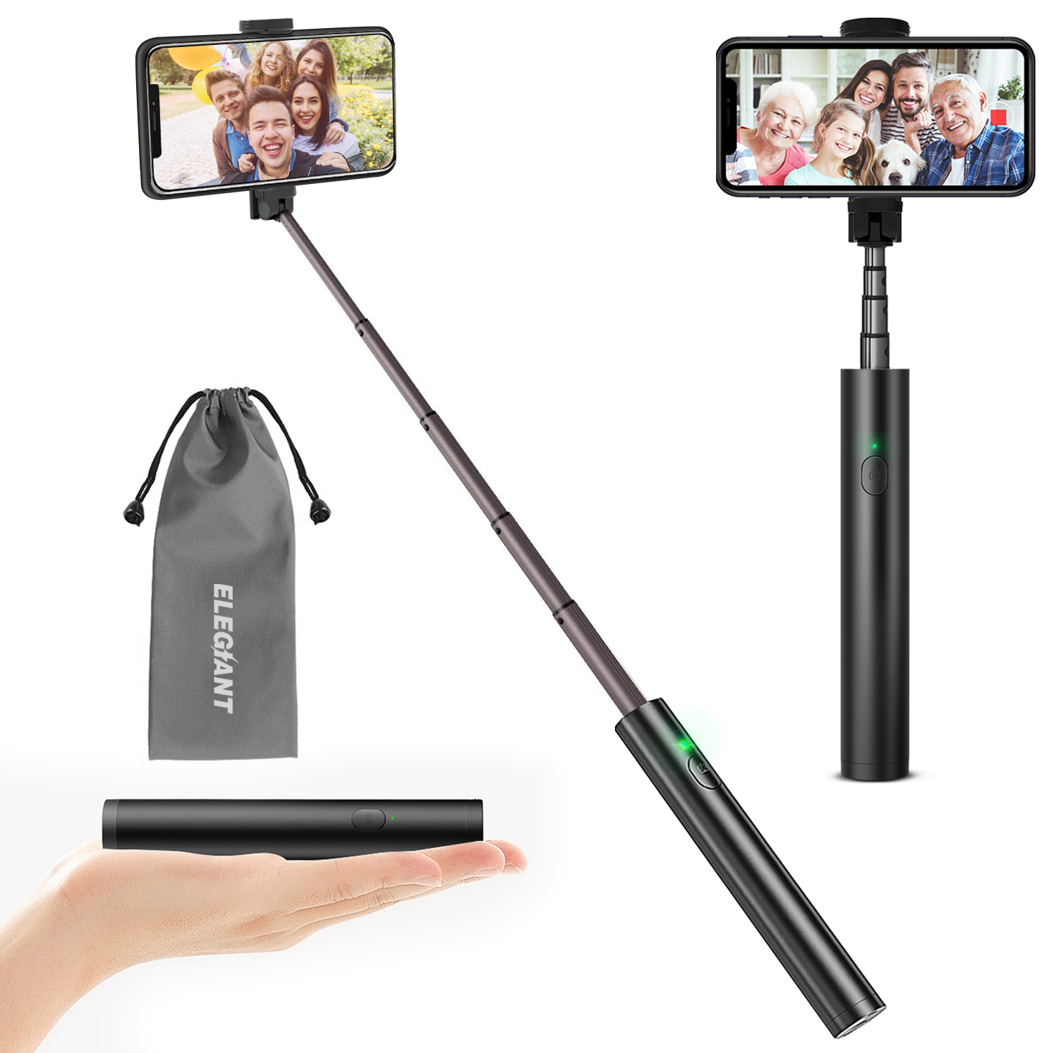 Find ELEGIANT EGS 04 All in 1 Selfie Stick bluetooth Selfie Stick Integrated Design Lightweight Wireless Minipod for Sale on Gipsybee.com with cryptocurrencies