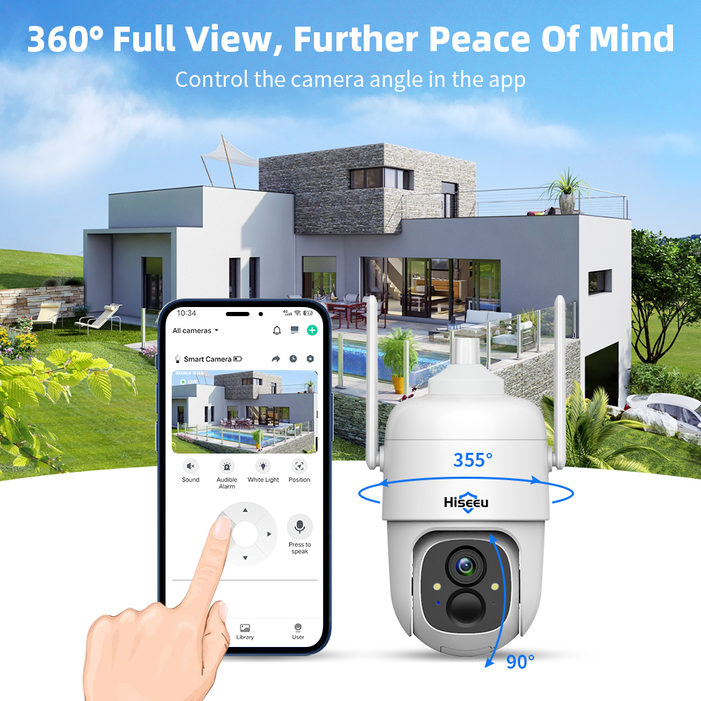 Find Hiseeu 1080P Cloud AI WiFi Video Security Surveillance Camera Rechargeable Battery with Solar Panel Outdoor Pan Tilt Wireless for Sale on Gipsybee.com with cryptocurrencies