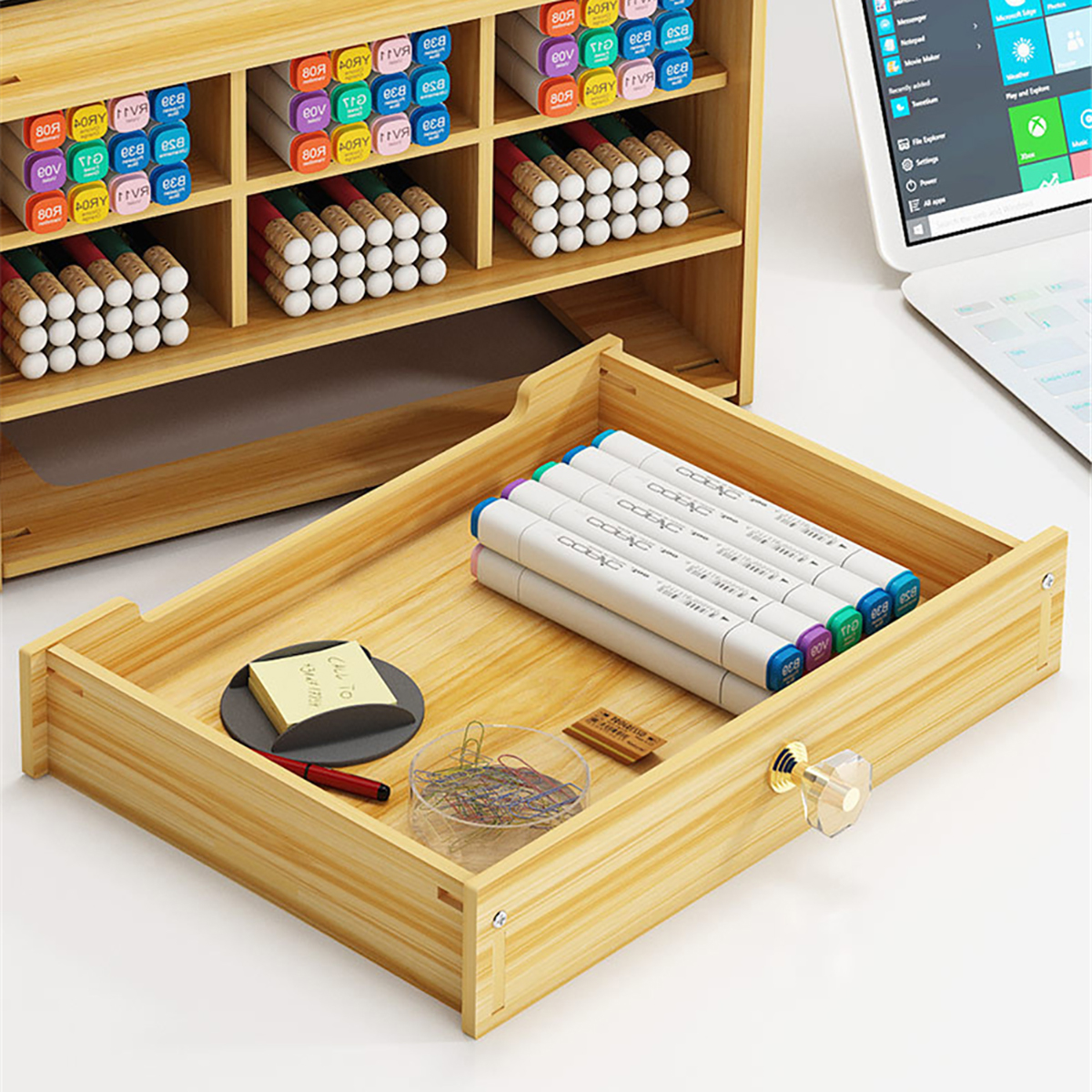 Find Pen Holder Wooden Pencil Storage Holder Study Home Office Case Rack Drawer for Sale on Gipsybee.com with cryptocurrencies