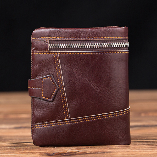 Wallets & Holders - Men Genuine Leather Vintage Short Wallet Trifold Purse Coin Holder Wal ...
