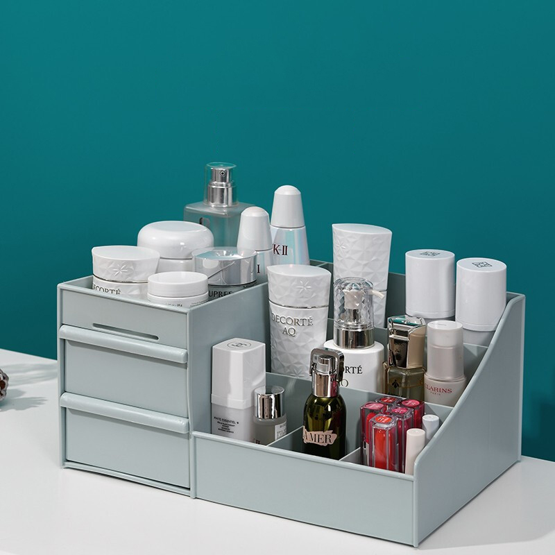 Plastic Desktop Organizer Makeup Cosmetic Storage Box Case Stationery Pen Holder Home Decorations—5