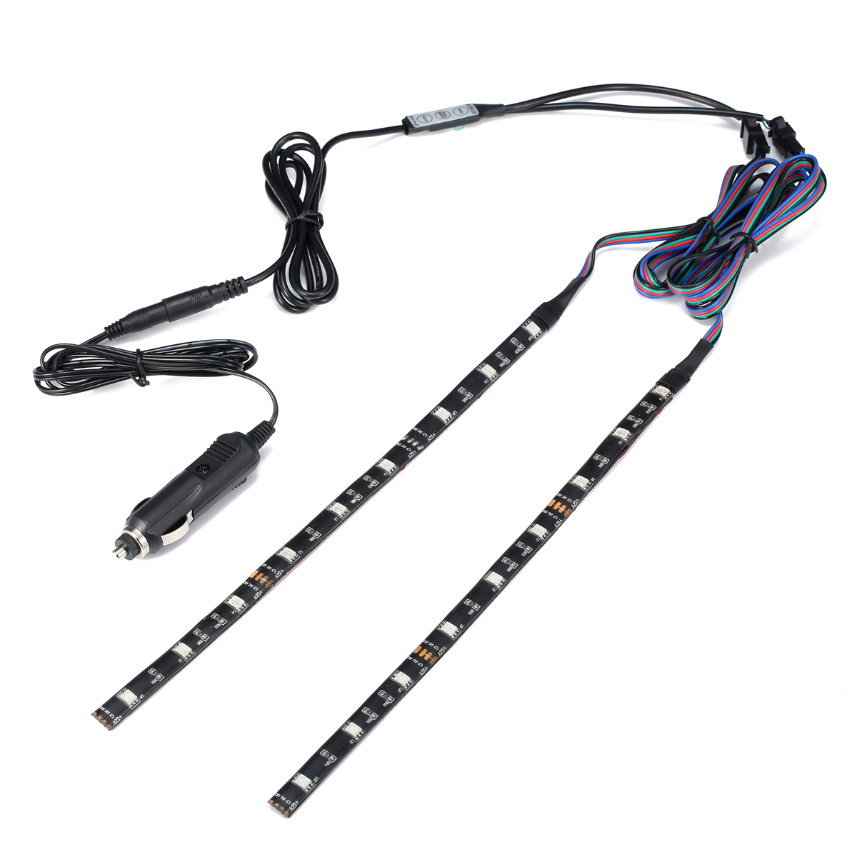 Find 2PCS 30CM 5050 SMD Waterproof RGB LED Strip Light with DC Mini Controller Car Charger DC12V for Sale on Gipsybee.com with cryptocurrencies