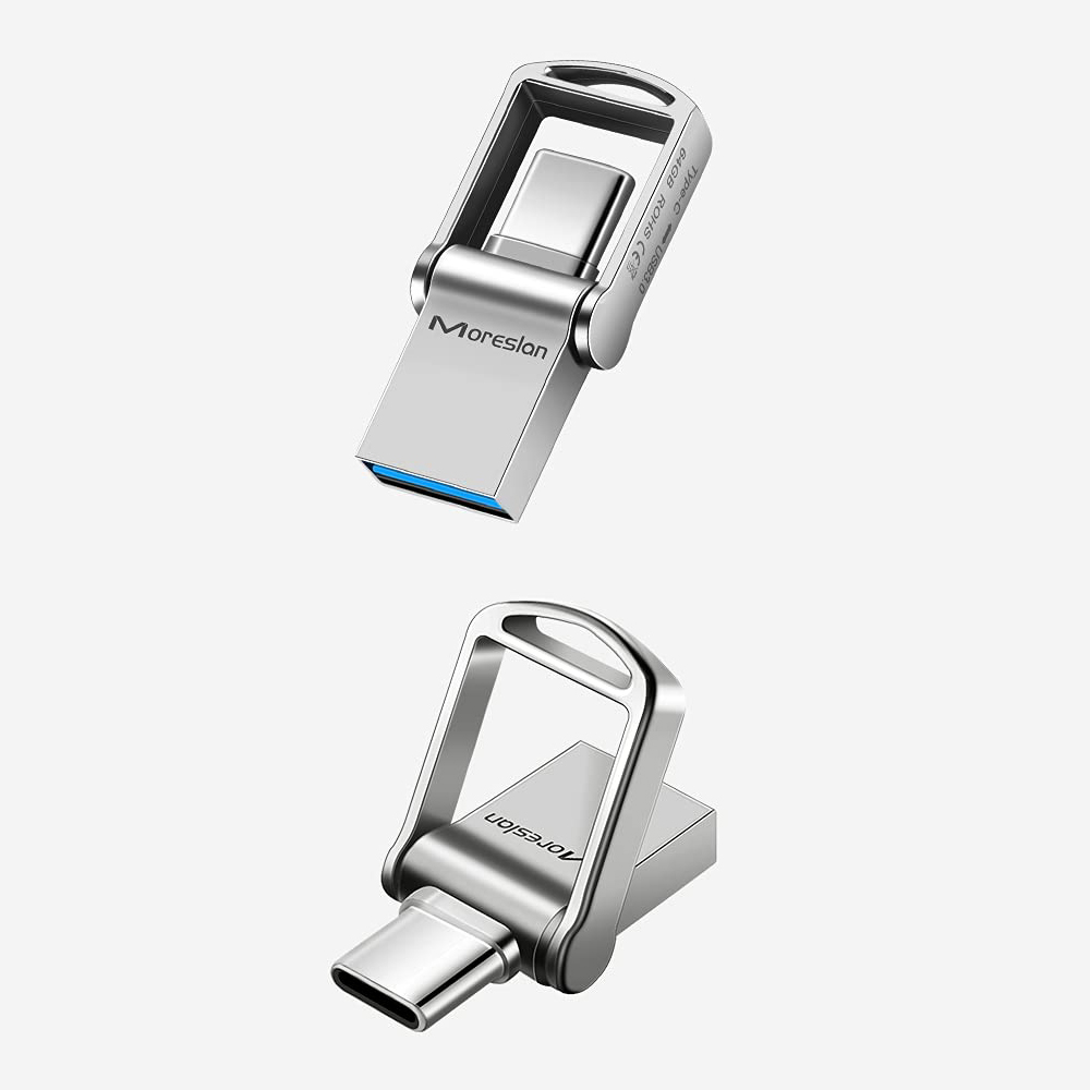 Find Moreslon 2 in 1 Type-C USB 3.0 Flash Drive 360Â° Rotation Metal USB Disk 64GB Portable Thumb Drive with Key Holder for Computer Smartphone OTG for Sale on Gipsybee.com with cryptocurrencies