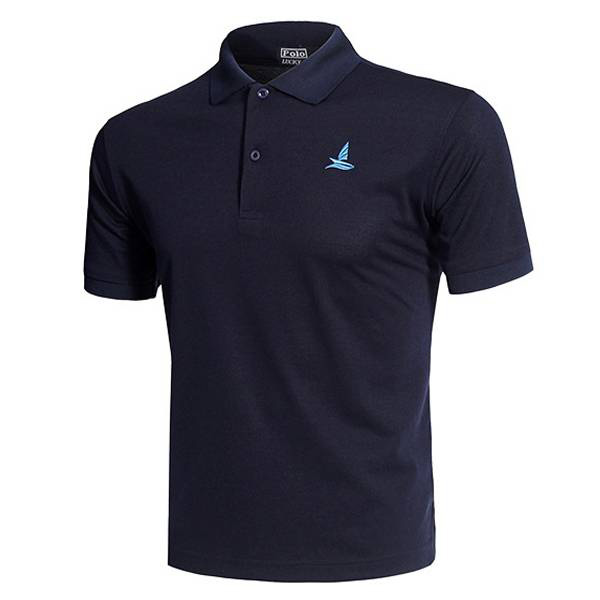 Mens Casual Solid Color Embroidery Quick Drying Golf Shirt Breathable Short Sleeve Tops