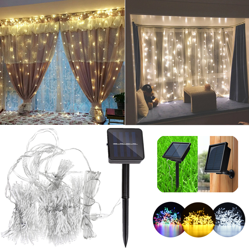 Find Solar Powered Waterproof Two Installations 300 LEDs Fairy Curtain String Light For Christmas for Sale on Gipsybee.com with cryptocurrencies