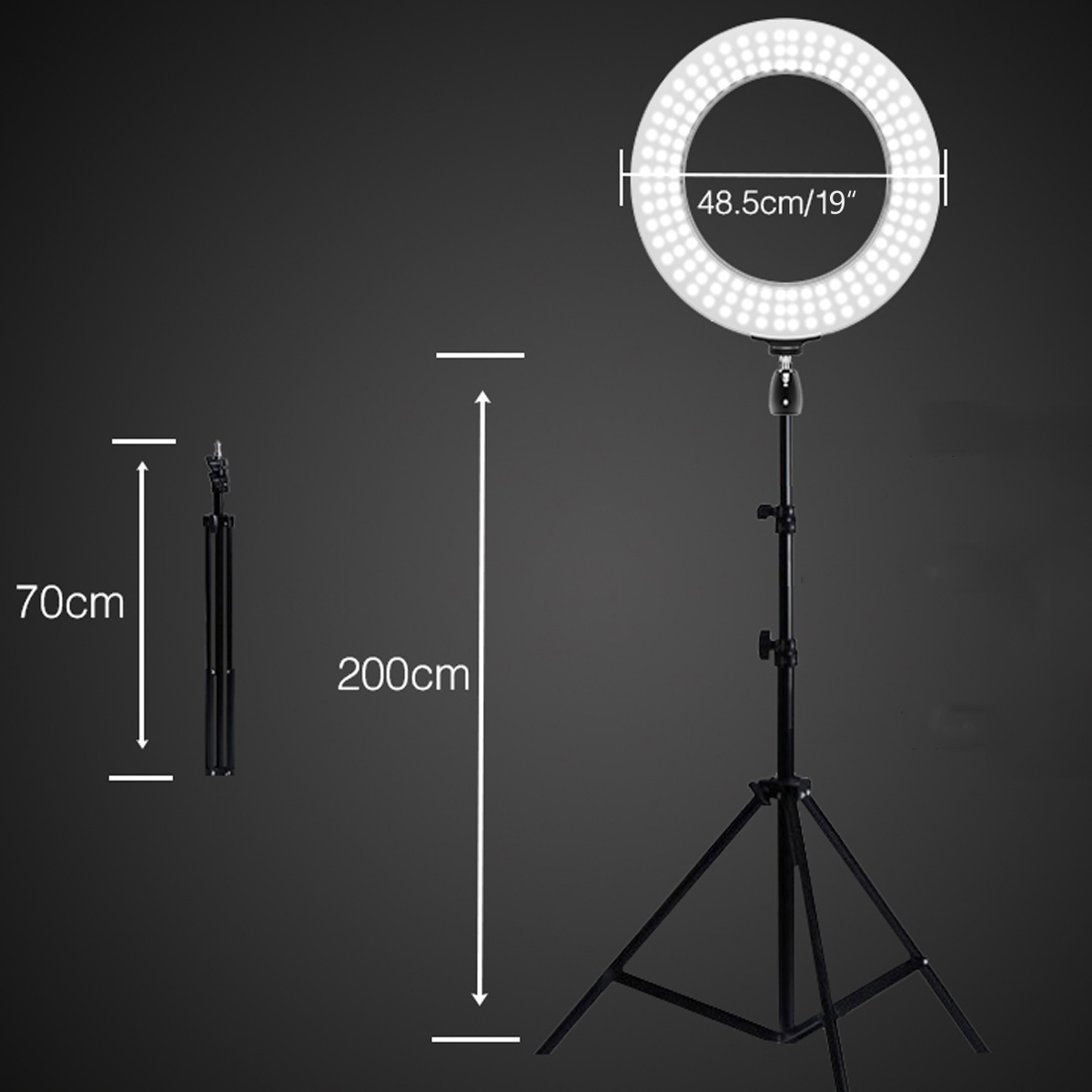 Find Bakeey 19 inch Fill Light 592pcs LED Cold Warm Color Polarless Dimming 7 Color RGB 3200K 6500K with 1 8m Phone Clip Bracket Power Adapter for Sale on Gipsybee.com with cryptocurrencies