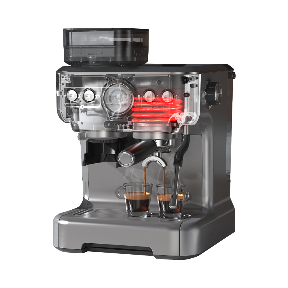 BlitzHome® BH-CMM5 1620W 20Bar Professional Espresso Machine Coffee Maker PID Smart Temperature Control Conical Burr Grinder 4