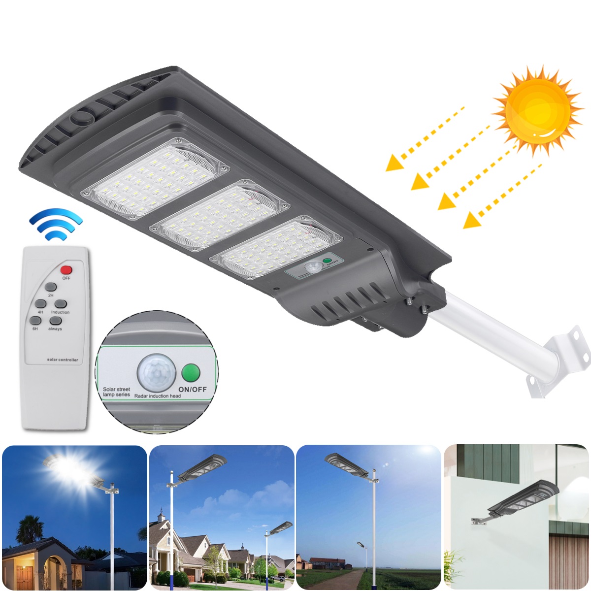 Find 40/80/120W LED Solar Street Wall Light PIR Motion Sensor Security Lamp Remote Control for Sale on Gipsybee.com with cryptocurrencies