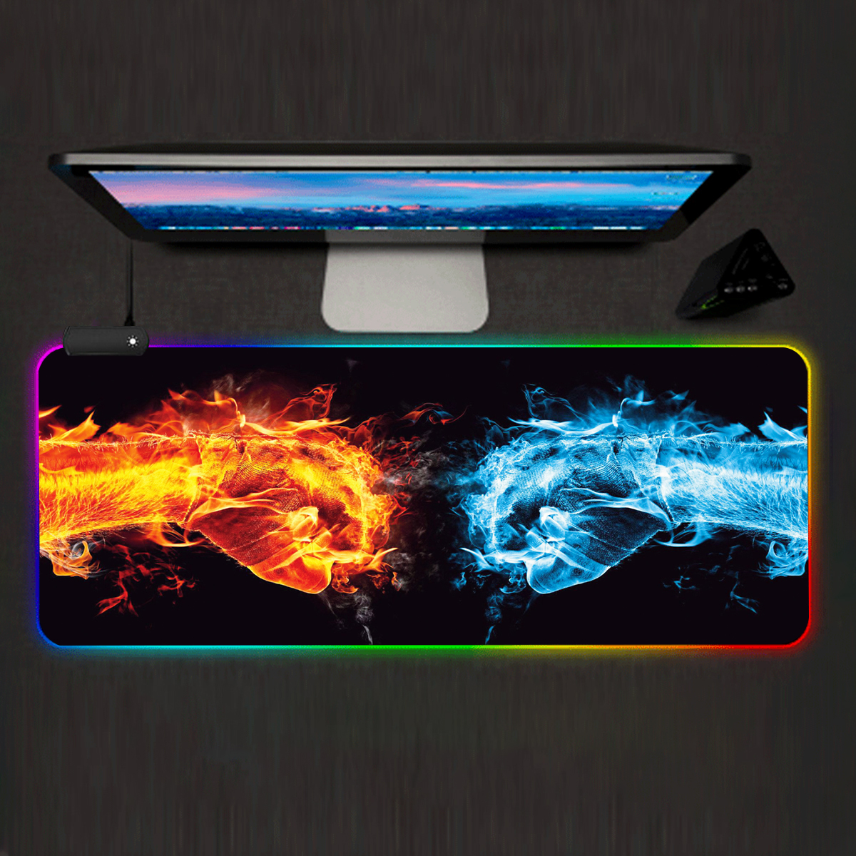 Find RGB Glowing Mouse Pad Boxing Soft Rubber Anti slip 14 Lighting Mode Large Gaming Keyboard Pad Desktop Protective Mat for Home Office Working Gaming for Sale on Gipsybee.com with cryptocurrencies