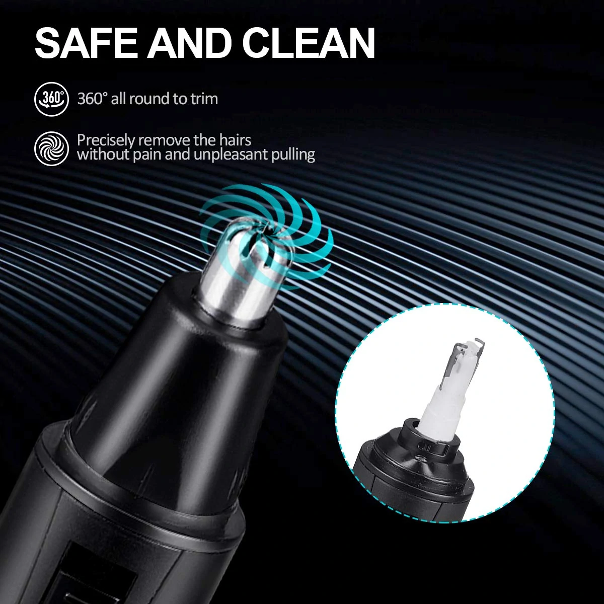 Find IPX7 Waterproof Dual Edge Blades for Easy Cleansing Battery Operated Nose Trimmer for Sale on Gipsybee.com