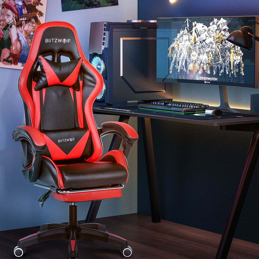 BlitzWolf® BW-GC1 Gaming Chair Ergonomic Design 150°Reclining Detachable Pillows Footrest Integrated Armrest Home Office 7