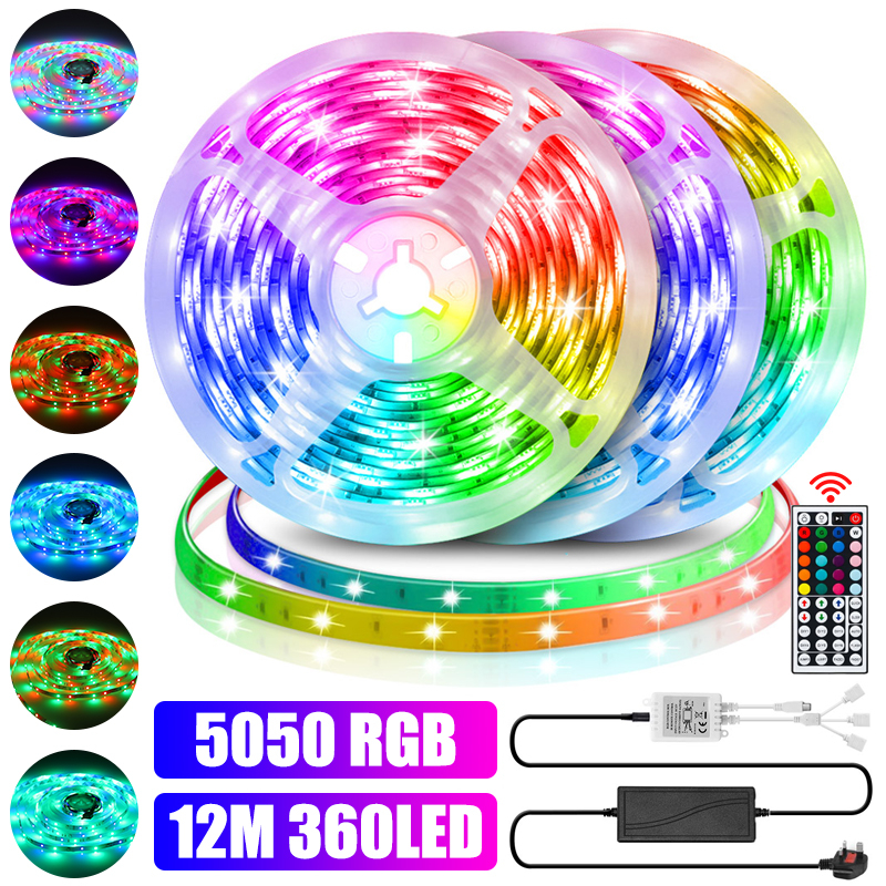 Find Elfeland 12M 5050 RGB LED Strip Light IP20 360LED with 12V 5A Power Supply 44 Key Remote Control for Sale on Gipsybee.com with cryptocurrencies