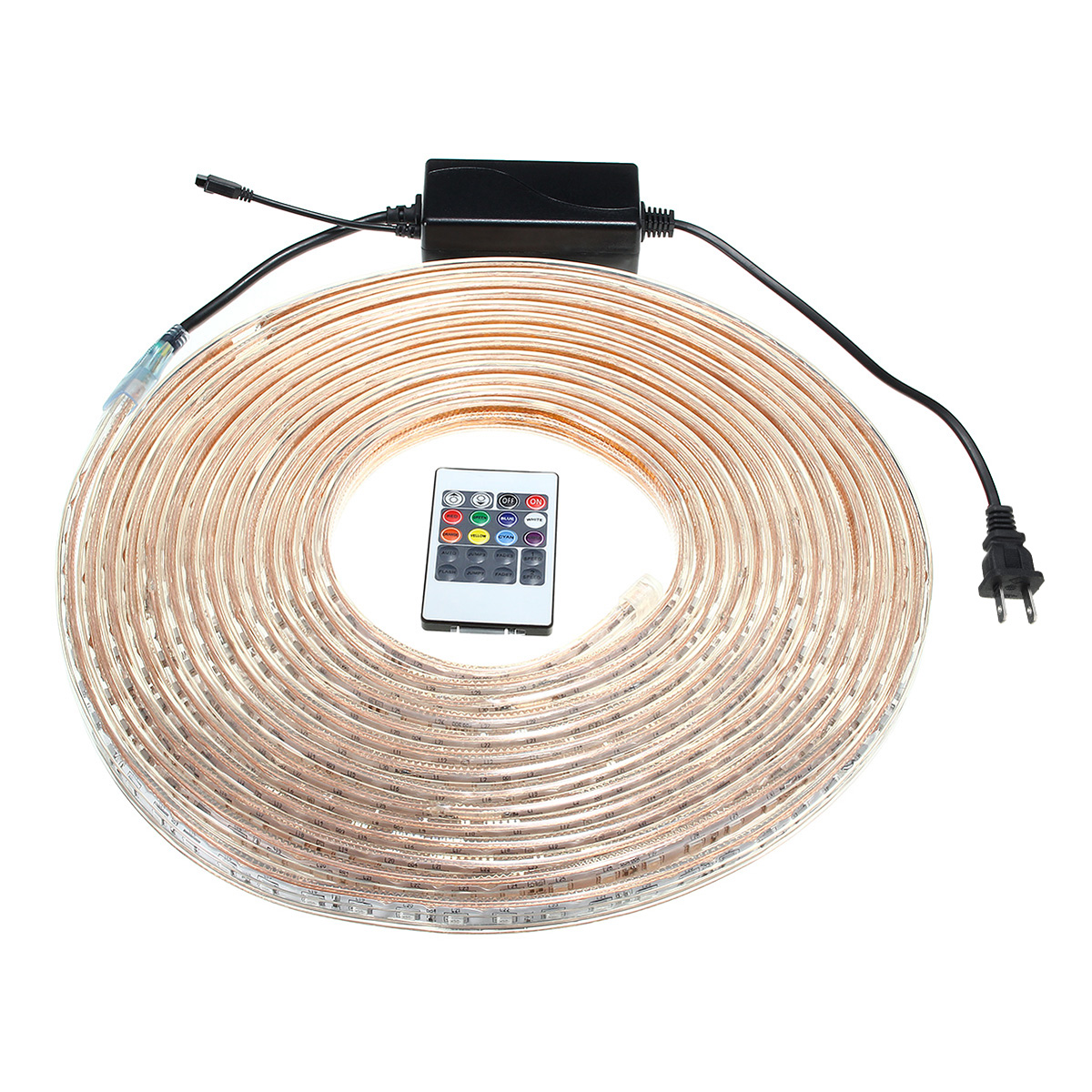 Find 10/15M SMD5050 LED RGB Flexible Rope Outdoor Waterproof Strip Light Plug Remote Control AC110V for Sale on Gipsybee.com with cryptocurrencies
