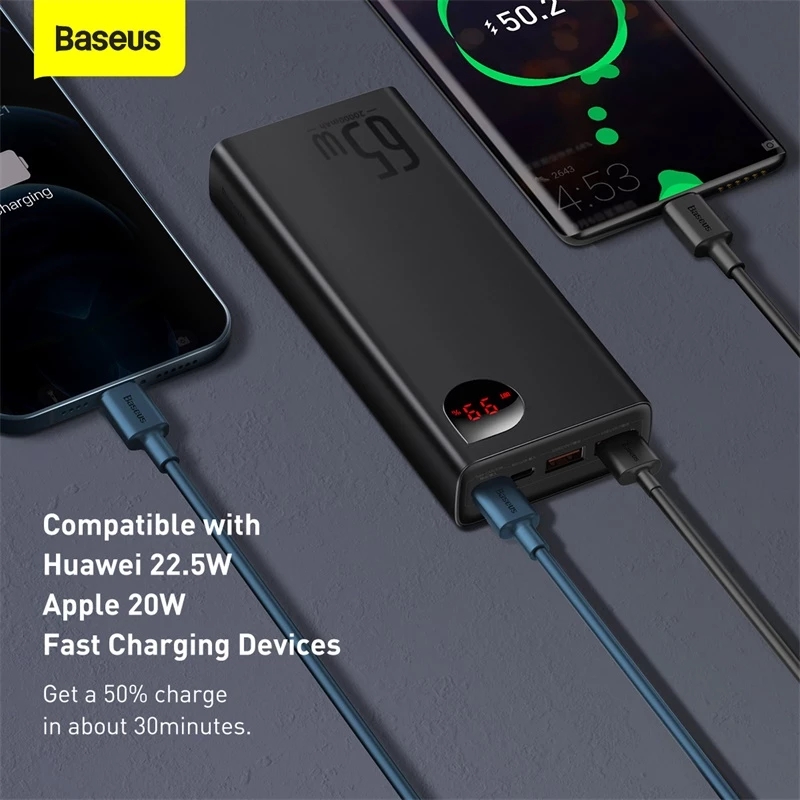 Find Baseus 65W 20000mAh Alluminum Power Bank External Battery Power Supply With 65W USB C PD3 0 QC4 0 30W QC3 0 USB A 2 Support AFC FCP SCP Fast Charging For iPhone 13 Mini 13 Pro Max For Samsung Galaxy S22 For MacBook Pro for Sale on Gipsybee.com with cryptocurrencies