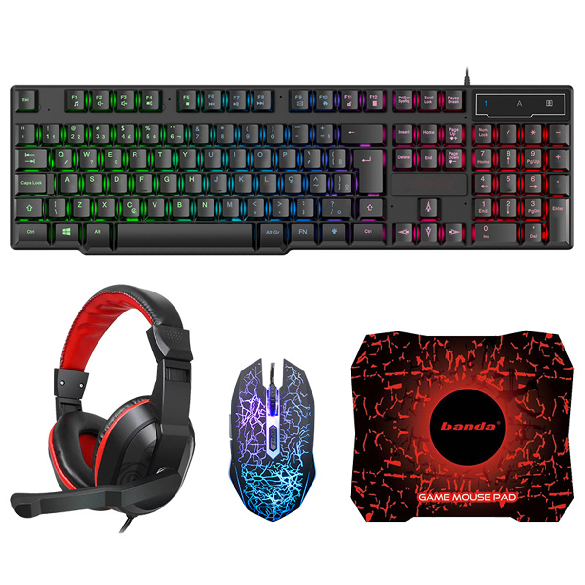 Find Gaming Keyboard and Mouse and Mouse pad and Gaming Headset Wired LED RGB Backlight Bundle for Sale on Gipsybee.com with cryptocurrencies