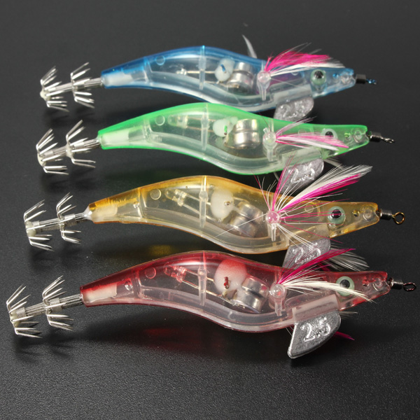 24SHOPZ 10cm 18g Multi Color Shrimp Flashing Led Bait Hook Small Squid Jig Fishing Lure