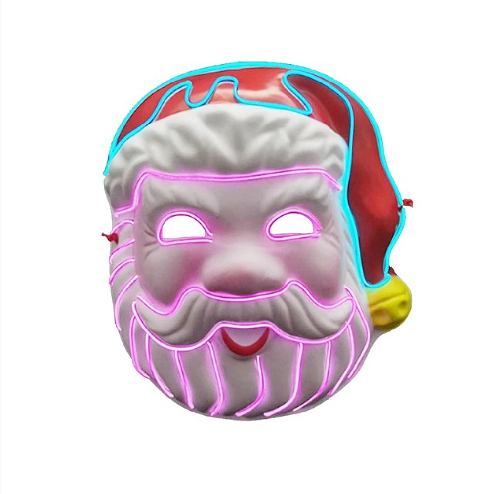 Find Christmas Cosplay Santa Claus Shape EL LED Light Up Mask For Festival Parties Costume Decoration Party Masks for Glow Party for Sale on Gipsybee.com