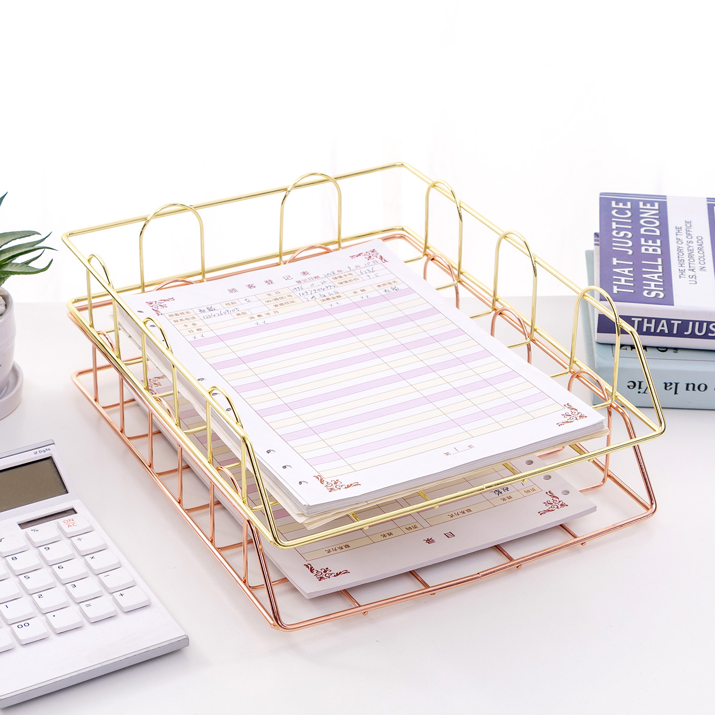 Find MingQiang Single-layer Stackable File Rack Nordic Style Metal Rack Desktop Organizer Home Office Desktop Storage Supplies for Sale on Gipsybee.com with cryptocurrencies