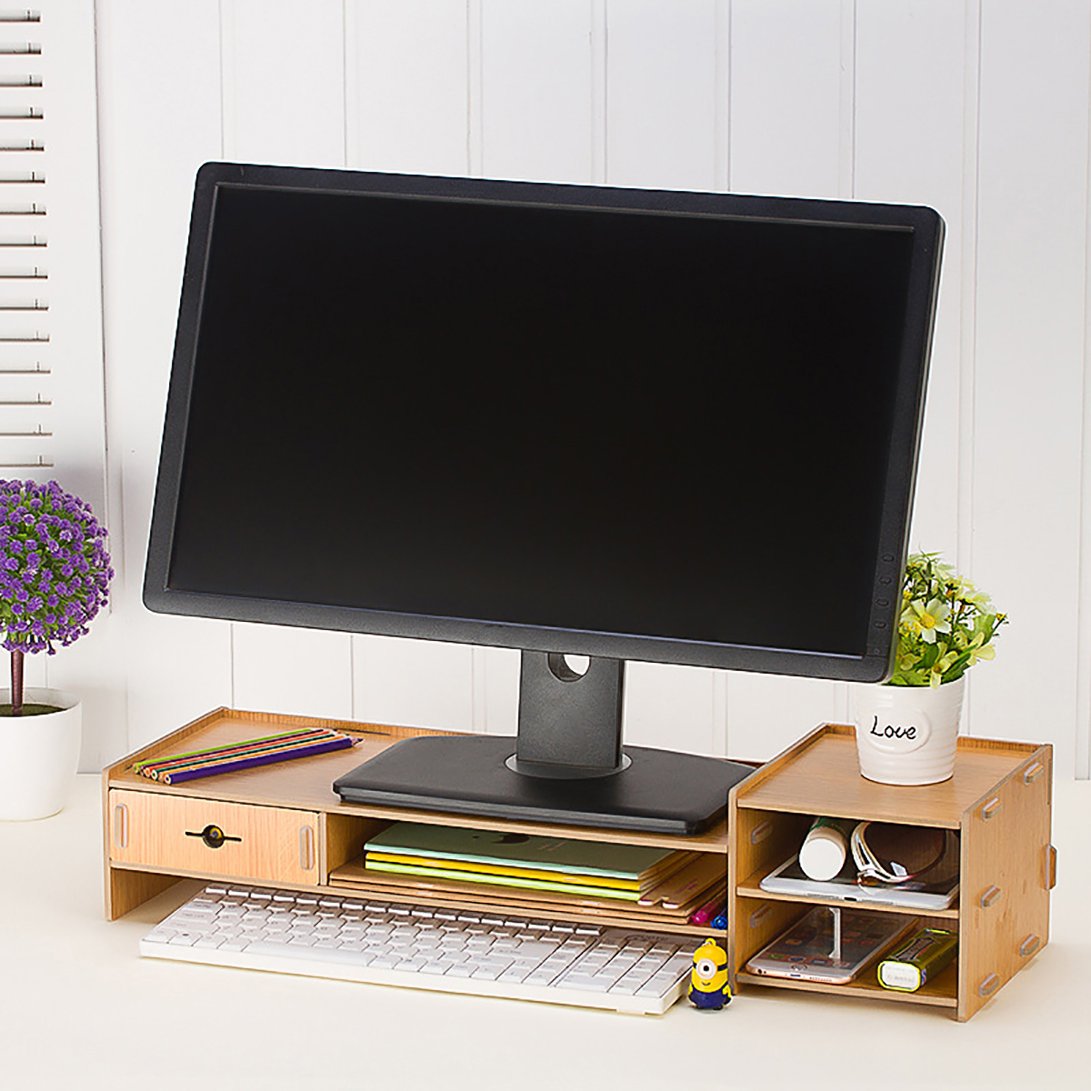 Find Wooden Monitor Stand Desktop Computer Riser LED LCD Monitor Laptop Notebook Support Stationery Holder File Storage Drawer Rack Drawer for Sale on Gipsybee.com with cryptocurrencies
