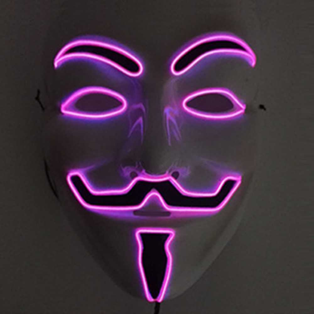 Find EL Wire 10 Colors Optional Glowing Mask for VENDETTA Halloween Cosplay Party Mask for Sale on Gipsybee.com with cryptocurrencies