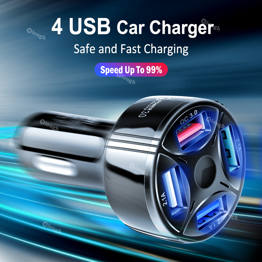 Find ELOUGH 7A 35W Car Charger 4 Port Usb Quick Charge Portable QC3 0 Car Charger for Iphone XIAOMI HUAWEI for Sale on Gipsybee.com with cryptocurrencies