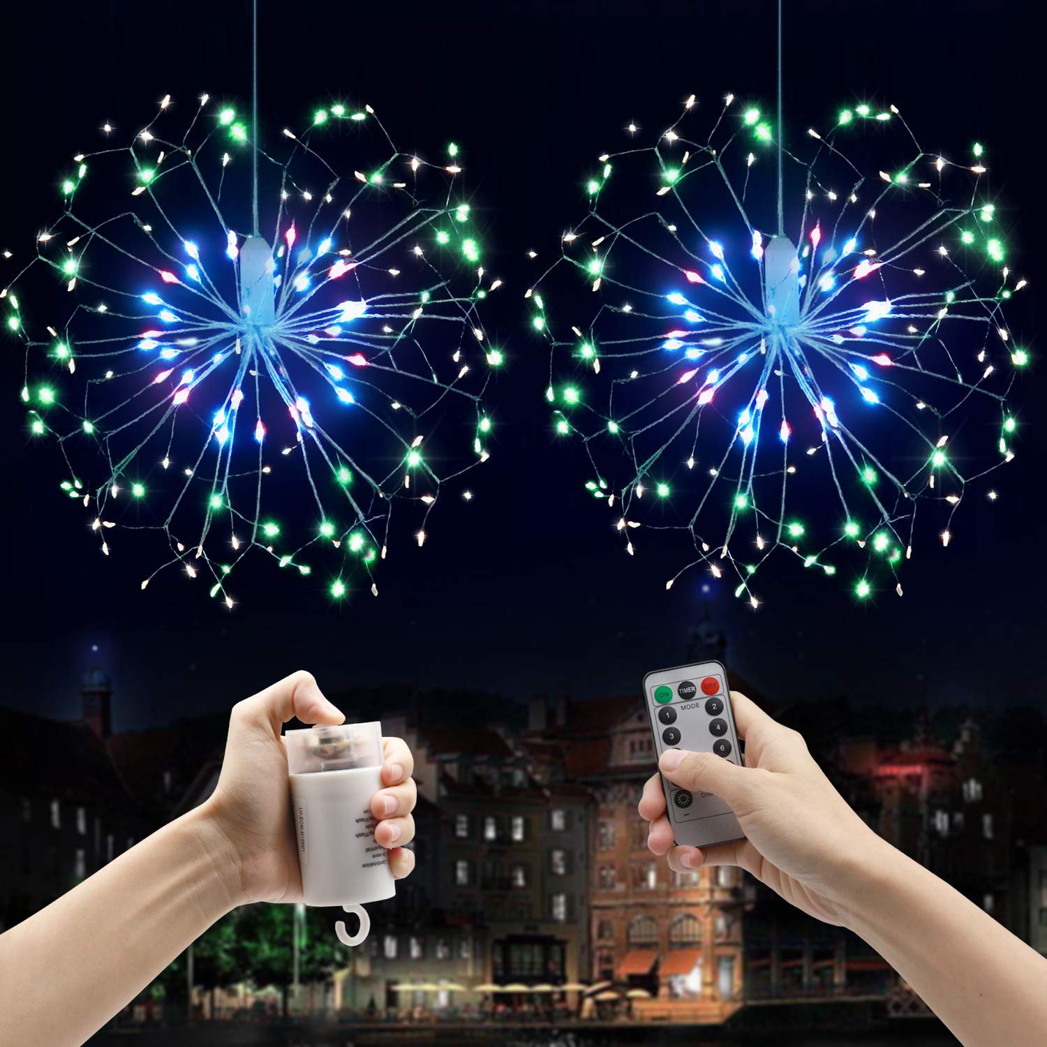 Find Battery Operated 100/120 LED 8 Modes Colorful Firework Starbust Fairy String Light for Home Decor for Sale on Gipsybee.com with cryptocurrencies