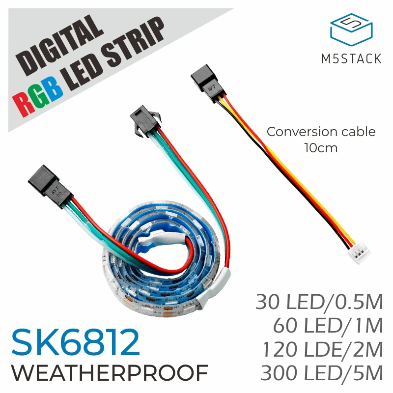 Find M5StackÂ 2M 200mm Digital RGB LED Weatherproof Strip SK6812 Programmable Flexible Ribbon Waterproof RGB LED Lighting Decoration for Sale on Gipsybee.com