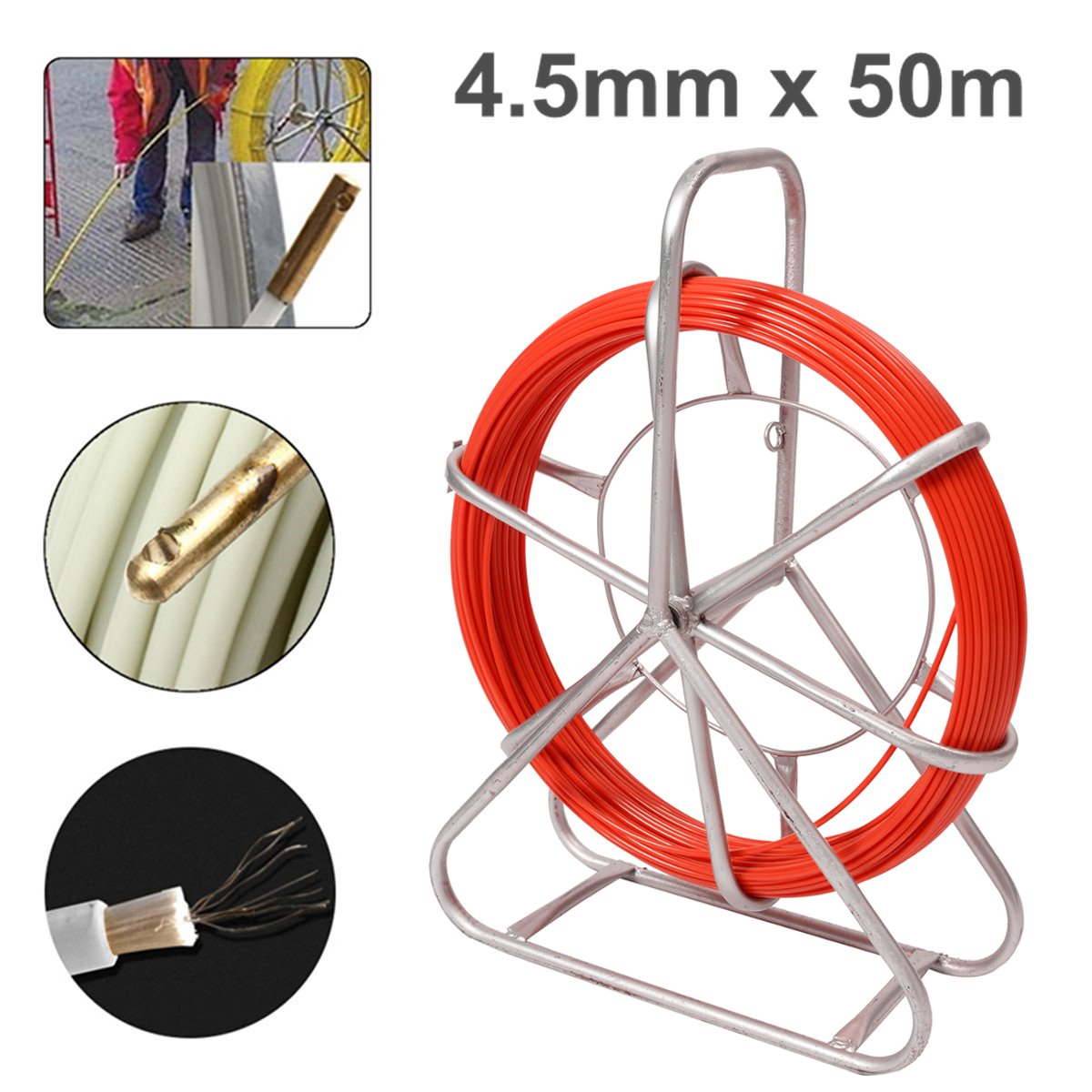 Find Fish Tape Fiberglass Cable Rod Duct Running Wire Puller Lead Rodder 4 5mmx50m for Sale on Gipsybee.com with cryptocurrencies