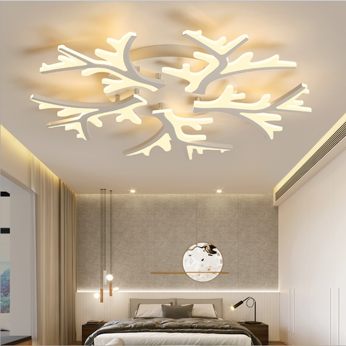 Find LED Ceiling Light Pendant Lamp Hallway Bedroom Dimmable Remote Fixture Decor for Sale on Gipsybee.com with cryptocurrencies