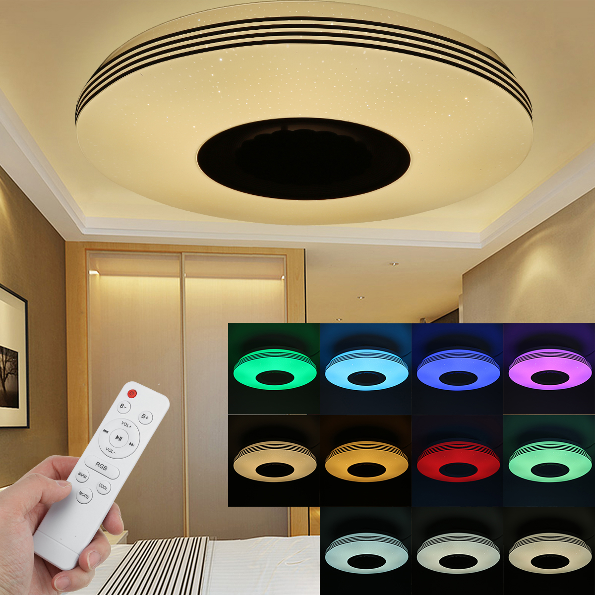 Find 34cm LED Ceiling Light RGB bluetooth Music Speaker Dimmer APP Remote Control Lamps for Sale on Gipsybee.com with cryptocurrencies