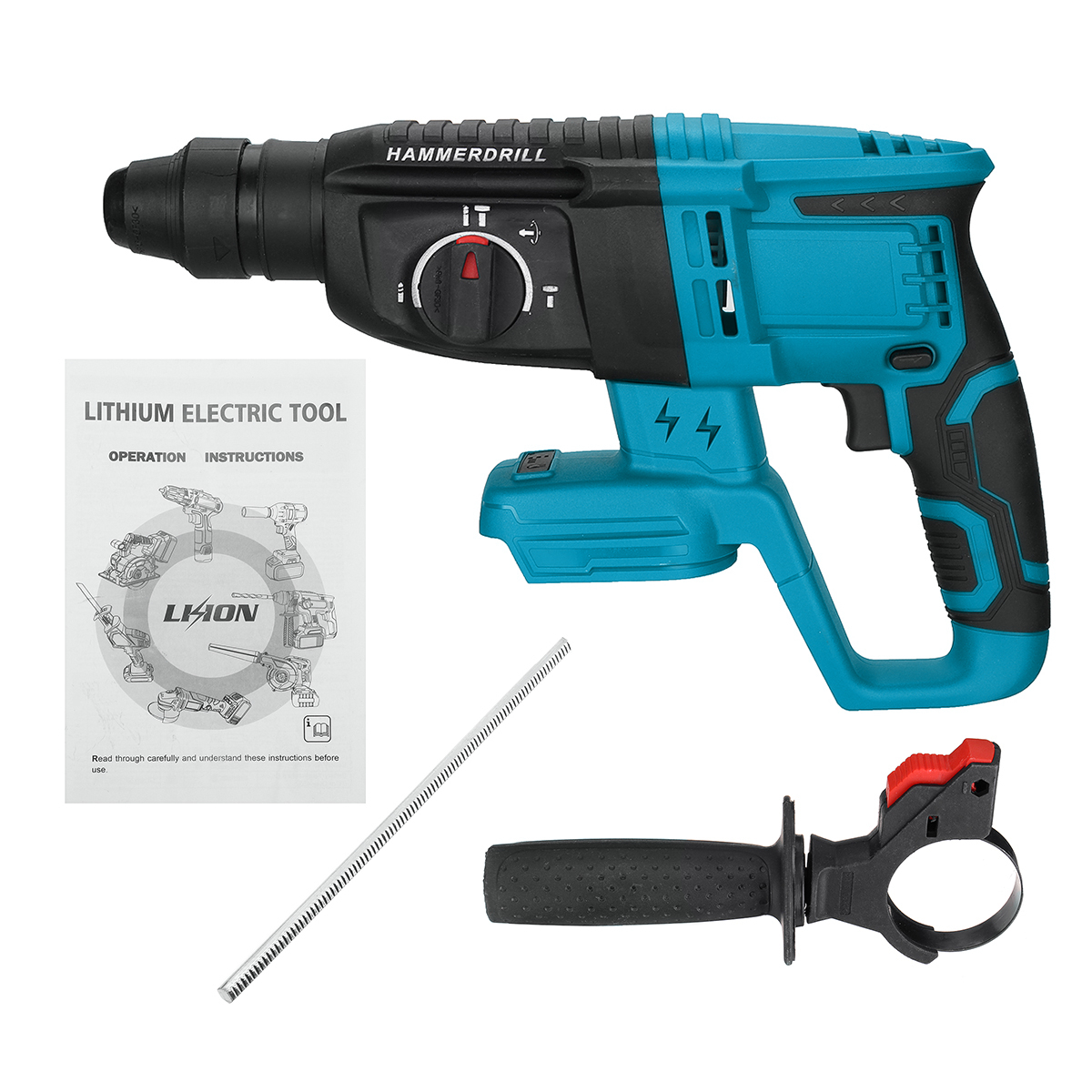Find Drillpro 4800bpm Electric Rotary Hammer Drill W/ Rotation Handle Punch Chisel Power Tool For Makita 18V Battery for Sale on Gipsybee.com with cryptocurrencies