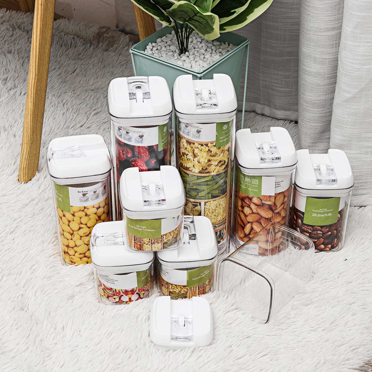 Find Airtight Food Storage Containers Square Nine piece Easy to buckle Cans Kitchen Household Whole Grains Milk Powder Preservation Storage Tank for Sale on Gipsybee.com with cryptocurrencies