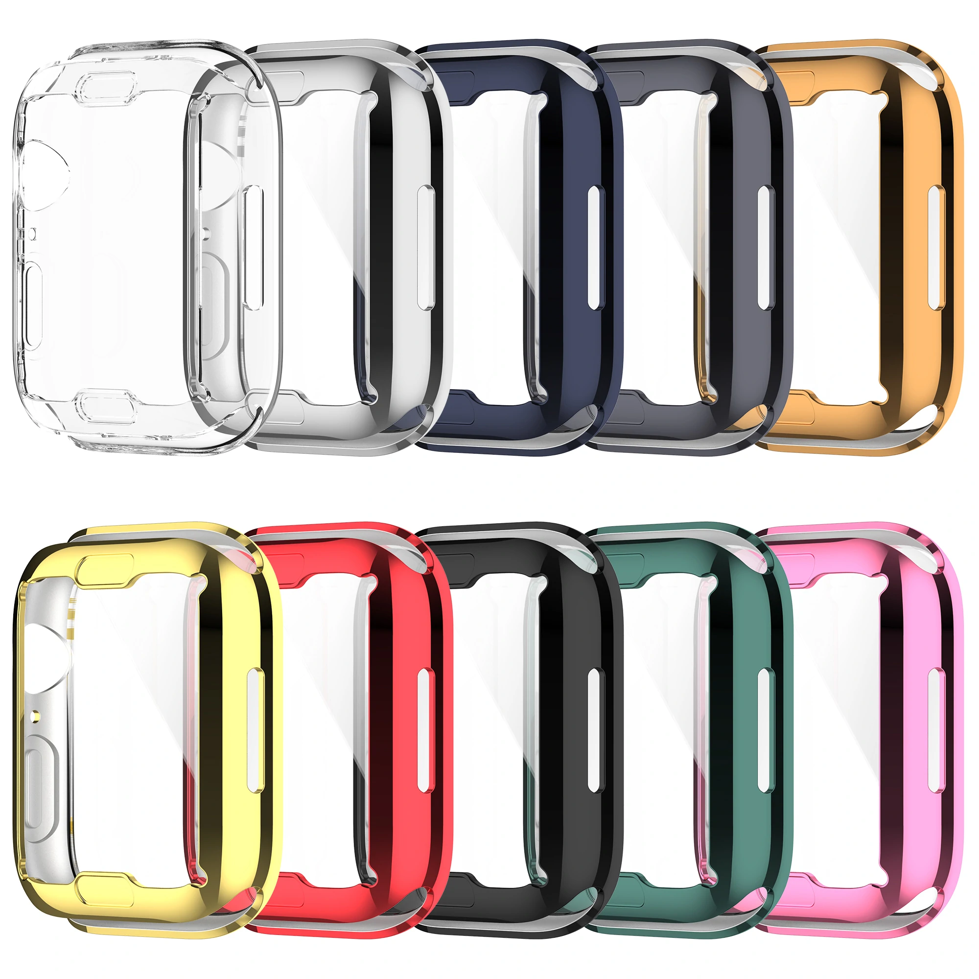 Find Bakeey Plating Shockproof Anti Scratch Soft TPU HD Clear Tempered Glass Full Cover Watch Case Cover for Apple Watch S7 41mm/ 45mm for Sale on Gipsybee.com