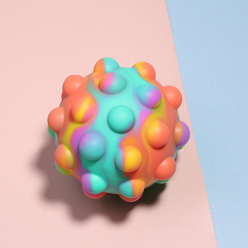 Stress Relief Pops 3D Silicone Decompression Vent Rainbow Push Bubble Ball Fidget Toy 4