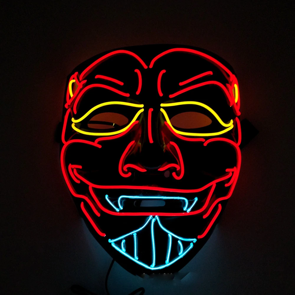 Find 2021 Fashion LED Mask Luminous Glowing Halloween Party Mask Neon EL Mask Halloween Cosplay Mask Horror for Sale on Gipsybee.com