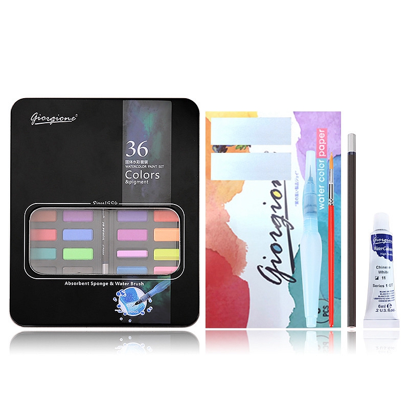 36 Color Solid Watercolor Paint Professional Box Paintbrush Portable Pigment Painting Art Supplies—1