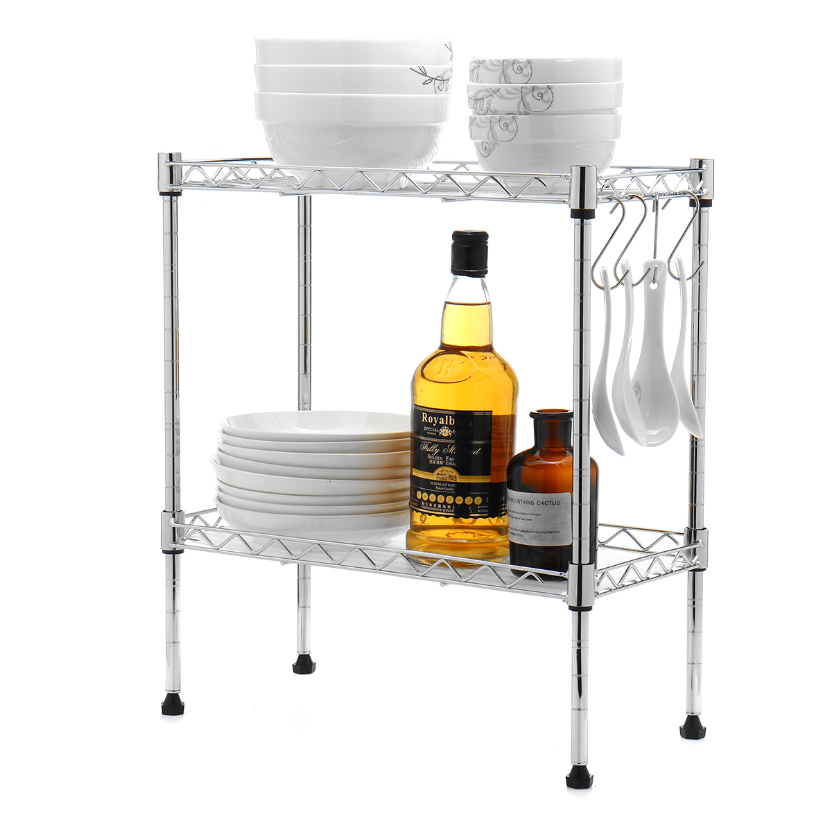 2/3 Layers Kitchen Organizer Shelf Carbon Steel Adjustable Kitchen Storage Baskets Kitchen Organizer Dish Rack Holder—8