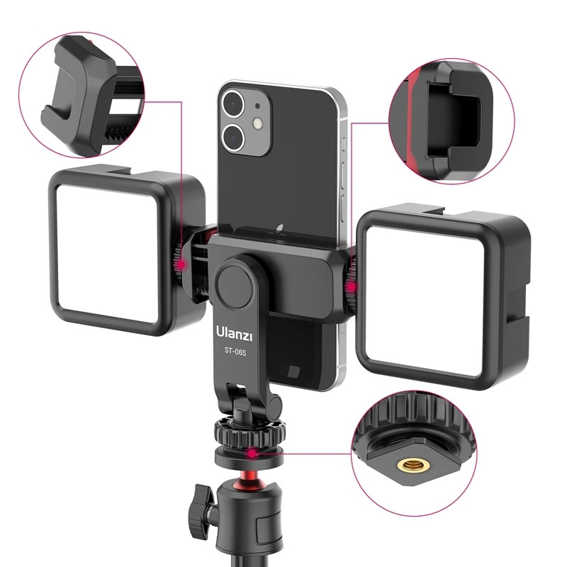 Find Ulanzi ST 06S Phone Clip with Two Cold Shoe Vertical Shooting Smartphone Clamp Mount Holder Tripod Mount DSLR Camera Mount for Vlog Live Broadcast Photography for Sale on Gipsybee.com with cryptocurrencies