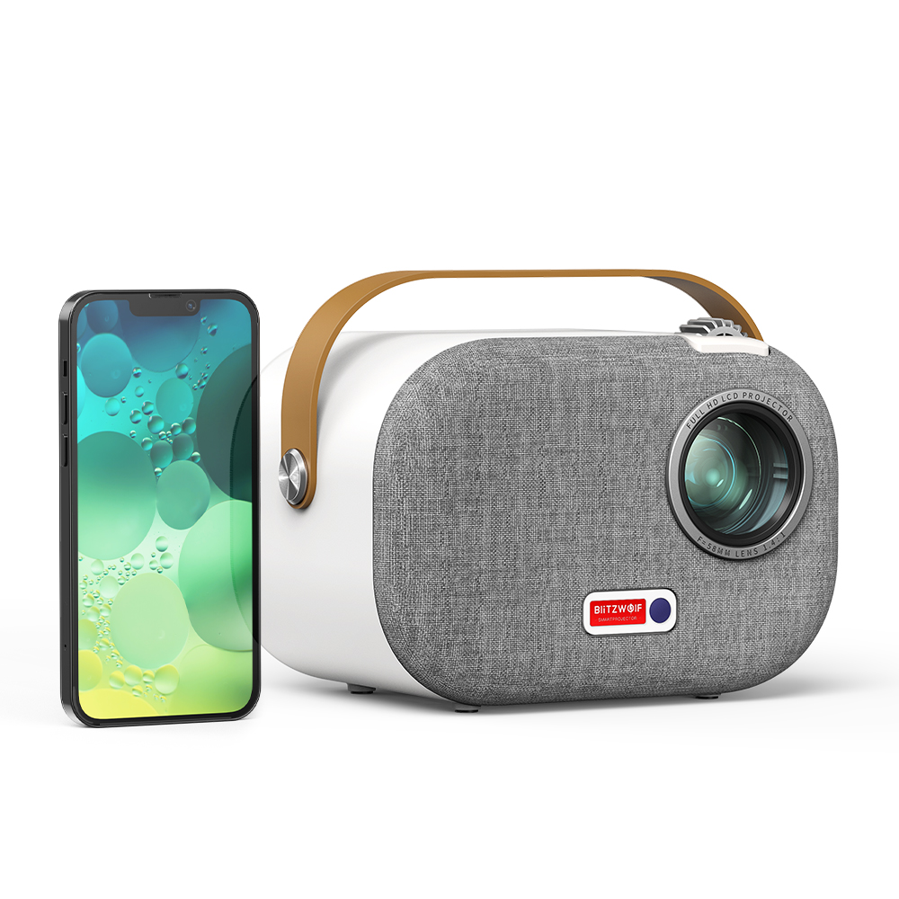 Blitzwolf®V2 1080P Android Projector Automatic Keystone Correction 5G-WIFI 200ANSI Lumens Android 9.0 Google Assistant Portable Mini Home Theater Outdoor Movie 2
