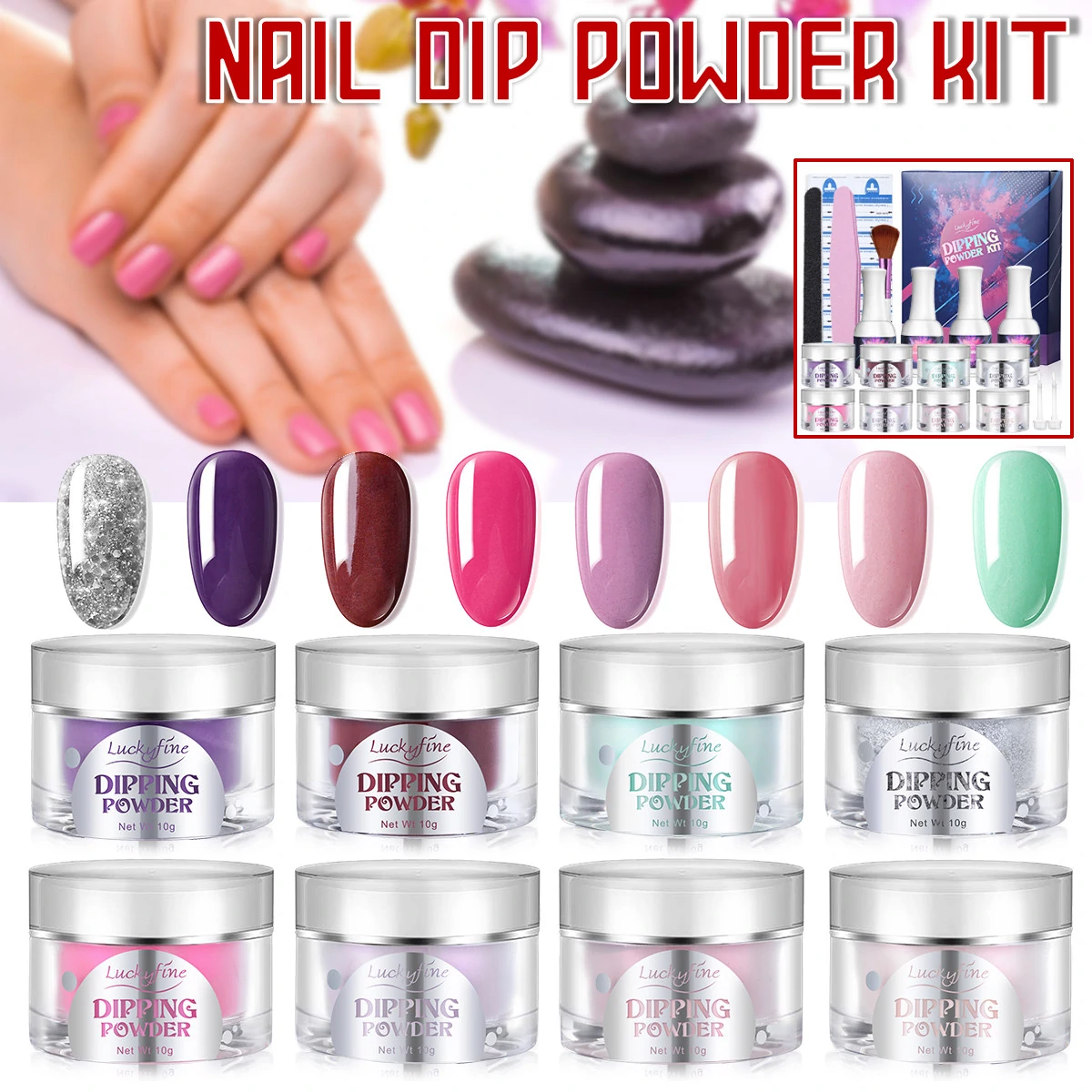 Find 32Pcs/Set Dipping Powder Glitter Dip System Liquid Nail Manicure Gel Starter Kit for Sale on Gipsybee.com