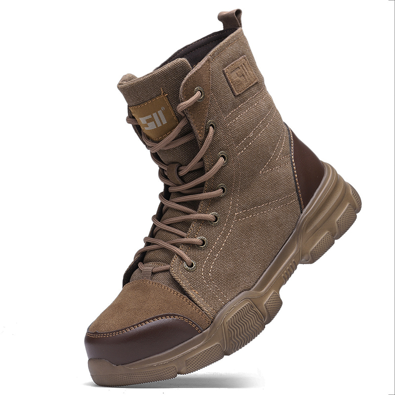 Find AtreGo Men Safety Work Boots High Top Steel Toe Army Combat Shoes Desert Hiking for Sale on Gipsybee.com with cryptocurrencies
