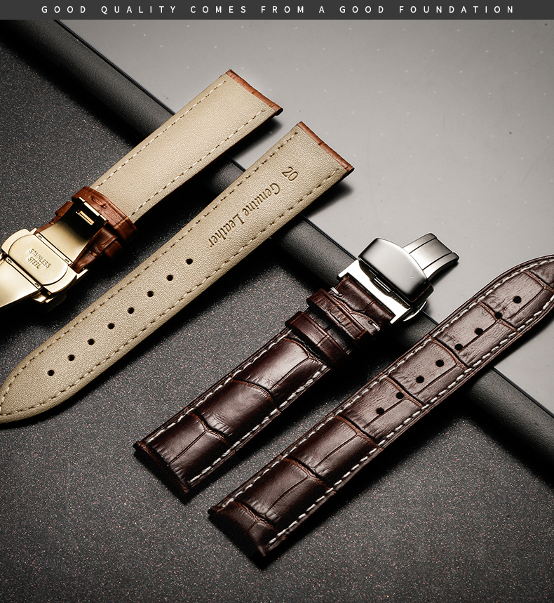 Find Bakeey 22mm Genuine Leather Strap Replacement Alligator Grain Watch Band for Sale on Gipsybee.com with cryptocurrencies