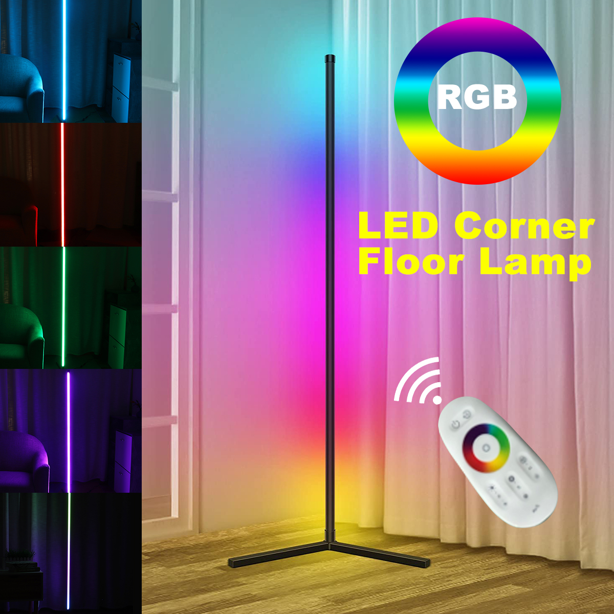 Find 143CM RGB LED Floor Corner Lamp Light Stand Streaming Room Game Reomte Control for Sale on Gipsybee.com with cryptocurrencies