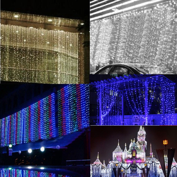 Find 6x3M Outdoor Xmas Tree String Fairy Wedding Curtain Light Party Lamp 220V for Sale on Gipsybee.com with cryptocurrencies