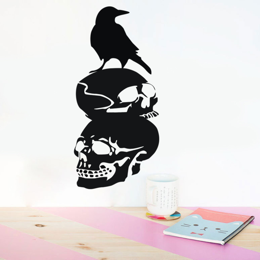 24SHOPZ Halloween Skull Crow DIY Wall Sticker Removable PVC Wallpapers Vinyl Art Decal Waterproof Stickers
