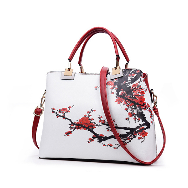24SHOPZ Women Floral PU Leather Capacity Tote Elegant Shoulder Bag Vintage Crossbody Bags