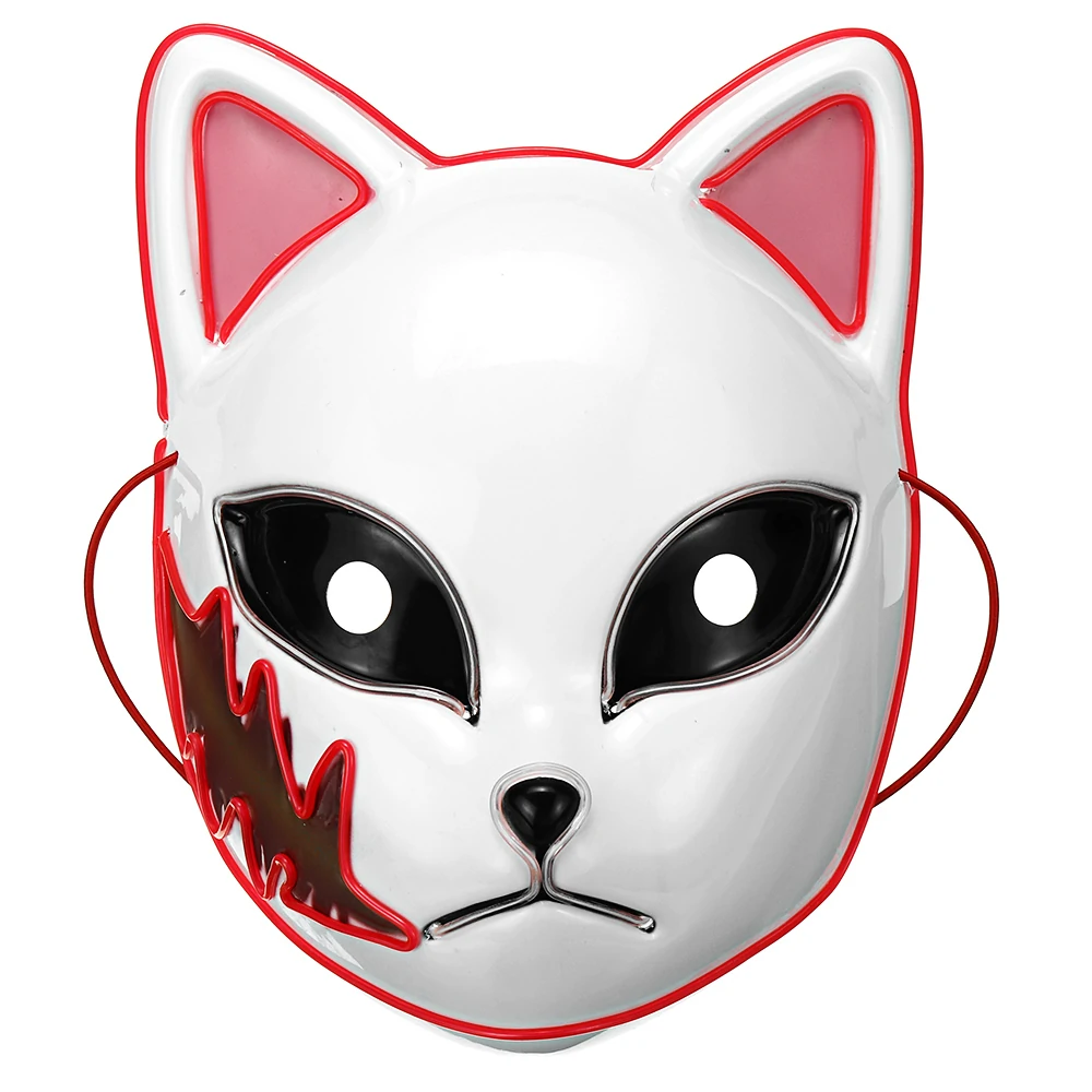 Find LED Luminous Mask Halloween Flash Mask Japanese Animation Dance Props EL Luminous Cat Face Mask for Sale on Gipsybee.com